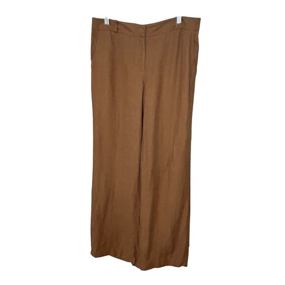 Talbots signature 100% linen mid rise camel brown color  pants size 8 - Picture 1 of 6